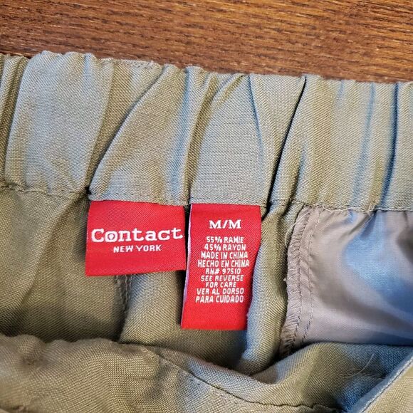 Contact Women’s Capri Rami- Rayon Blend M Army Green Wide Leg Minimalist Neutral - Picture 6 of 16